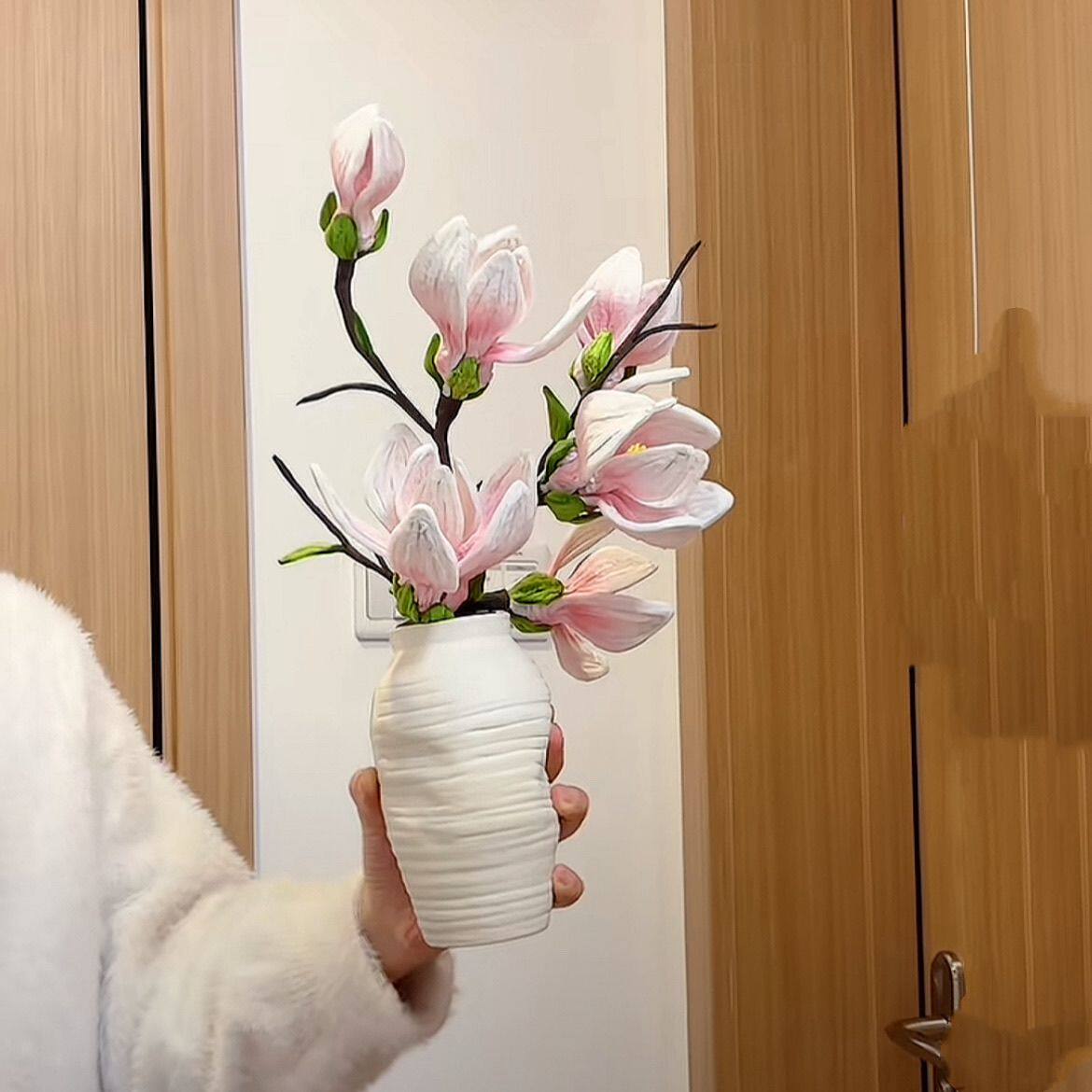 创意白玉兰花超密扭扭diy彷真花材料包手工制作乔迁DIY花束摆件