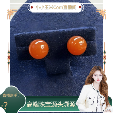 【源头高端珠宝节】南红玛瑙，18k金保山南红耳钉，H01142A400
