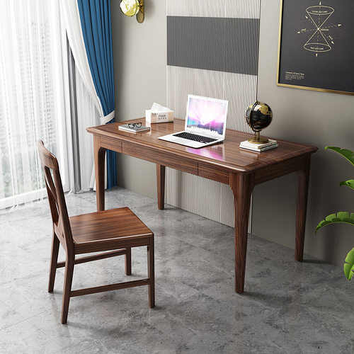 实木书桌乌金木写字台新中式书房现代简约学习桌家用办公电脑桌椅