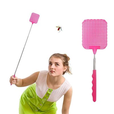 极速Plasticf Flyswatter Durable Long Handle Fly Trap Telesco