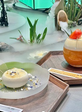 极速茶馆民宿餐桌大圆桌千里江山假山摆件糕点P饰品只此青绿江山