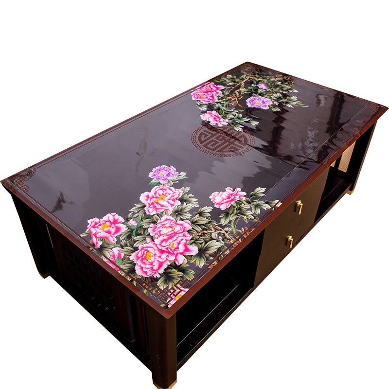 极速中式印花桌布防水防油免洗y防烫透明pvc茶几垫中国风软玻璃餐