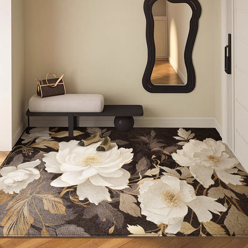 极速比利时地毯感防滑家用耐脏入户门H玄关绒地垫简约进门花卉脚
