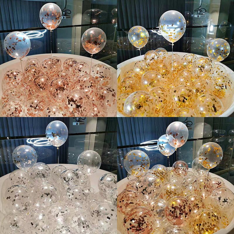 极速网红纸屑透明亮片气球婚庆婚礼婚F房装饰周岁生日派对野餐场