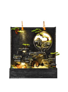 极速中式假山流水喷泉水幕墙庭院装饰G大厅隔断装饰品招财景观落