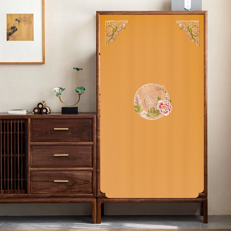 极速新中式柜g子遮挡帘杂物防尘帘子橱柜拉帘免打孔轨道遮丑帘书