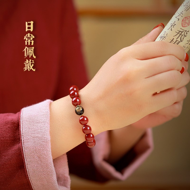 极速银饰朱砂手串天然紫金砂本y命年本命佛手链文殊普贤菩萨属龙