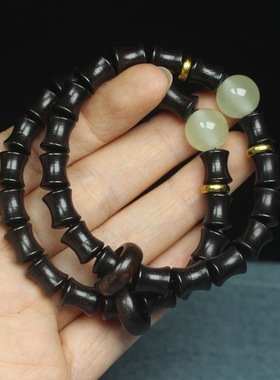 极速绿檀花梨木紫l光檀竹节夜光跑环女手錬算盘珠小单圈民族风手