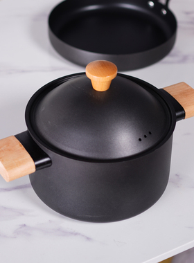 极速黑色锅具平底锅汤锅样板房间厨房橱柜L软装饰品摆件组合套装