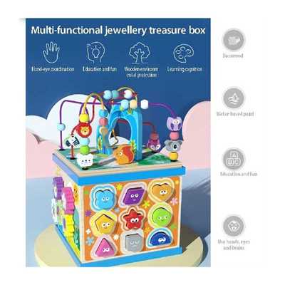 极速Wooden Bead Maze Activity Play CubIe Activity Center Lea