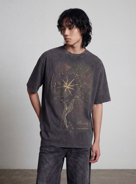 OKME短袖夏季新款美式复古字母印花短袖T恤上衣