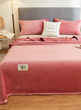 獭獭不懒 云貂绒毯子300克毛毯法莱绒盖毯牛奶绒毛毯纯色包边保暖