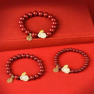 极速2023兔年紫金砂手串本命年女款高仿紫金O砂玉兔手链男士饰品