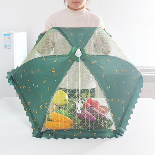 极速防苍蝇餐桌罩可折叠加大盖菜罩E加密网纱饭菜罩时尚欧式饭菜