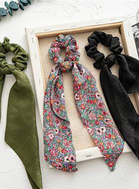 极速Fashion Leopard Print Bow SatinE Long Ribbon tail Scarf