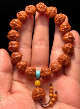 极速龙纹桃核雕刻财弥核雕财神弥勒佛手串桃木手S链桃胡非小核桃