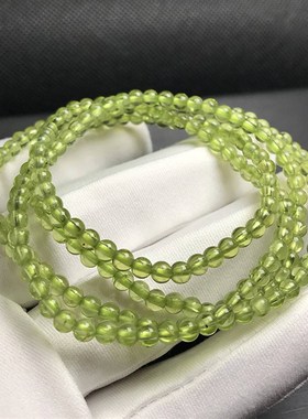 极速天然橄榄石水晶手链女v橄榄石手串饰品橄榄石多圈手链女小众
