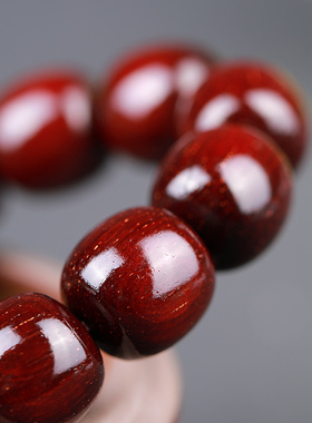 极速樱【为善】印度小q叶紫檀手串 天然檀木老型桶珠佛珠手链念珠