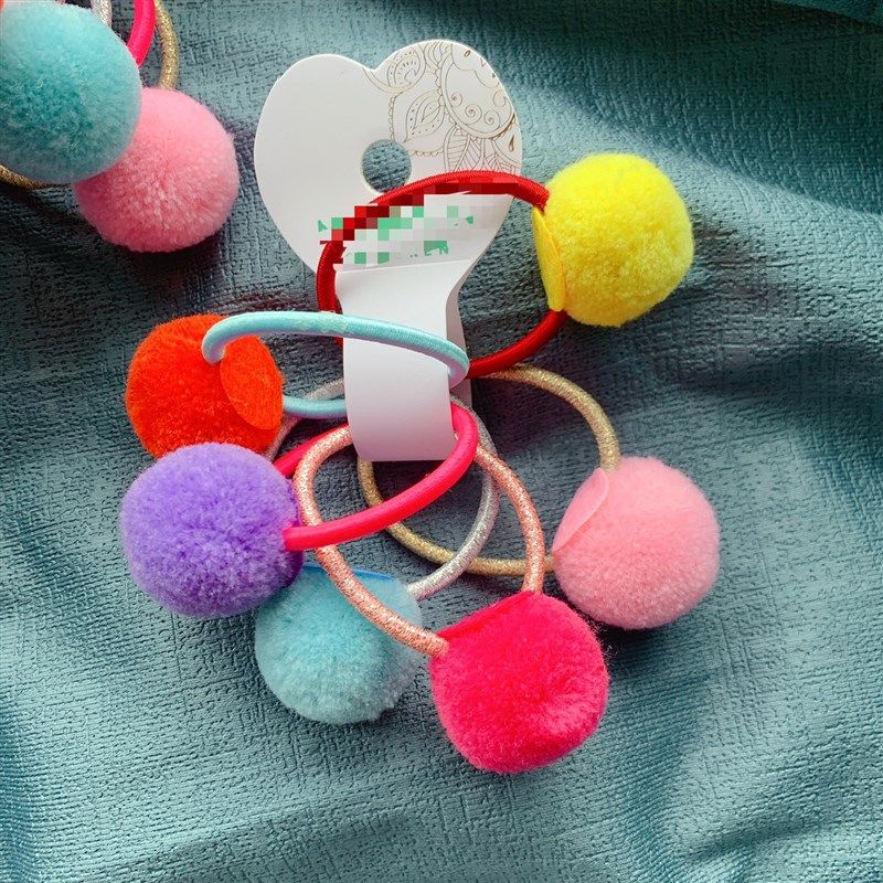 极速出口英国M牌 纯 儿童w糖果色皮筋萤光色毛球发圈彩色发圈紮头