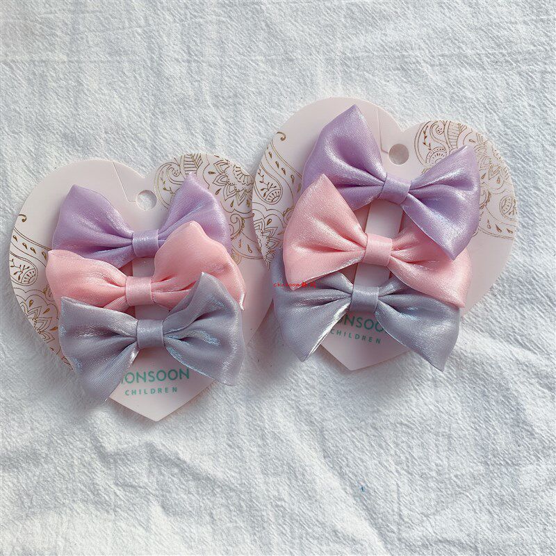 极速出口英国儿童布艺绸缎蝴z蝶结发夹女童可爱边夹头饰组合