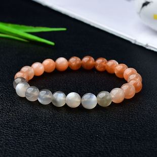 极速天然彩月光石单圈手链银月光橙月光女士手Z串节日礼物