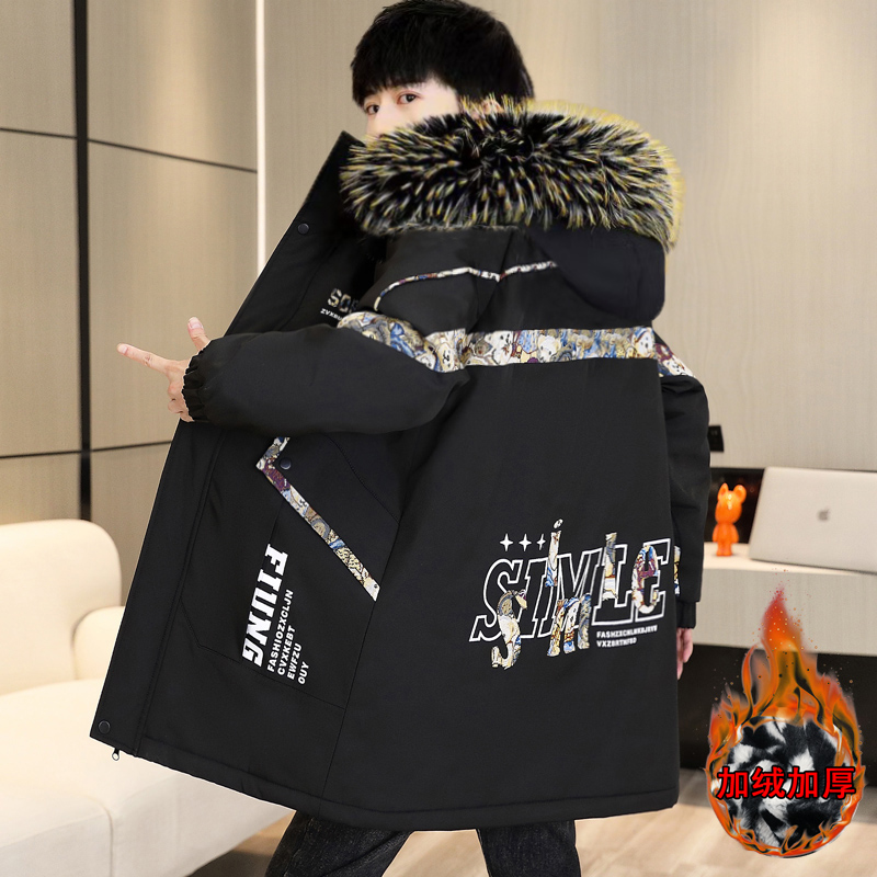 冬季青少年中长款潮流棉衣