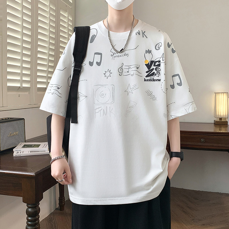 男生潮牌宽松百搭轻薄休闲短袖图片