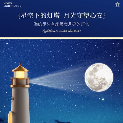 跨境月光灯塔蓝牙音箱桌面创意摆件设计感氛围暮光月亮投影灯礼物