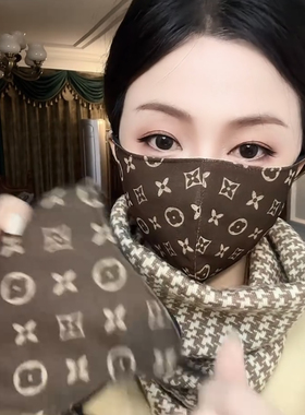 秋冬款咖色老花网红水洗调节耳带亲肤口罩立体透气纯棉美拉德色