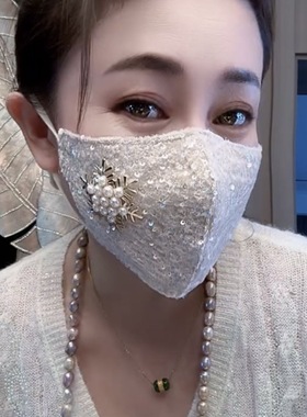 2025新款冬季雪花镶钻网红爆款透气时尚潮流气质蕾丝优雅赫本风