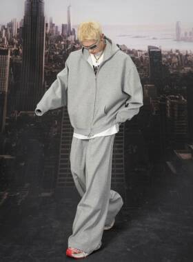 DBWDoublewin宽松设计感连帽灰色卫衣春季亮片特殊工艺小众外套男