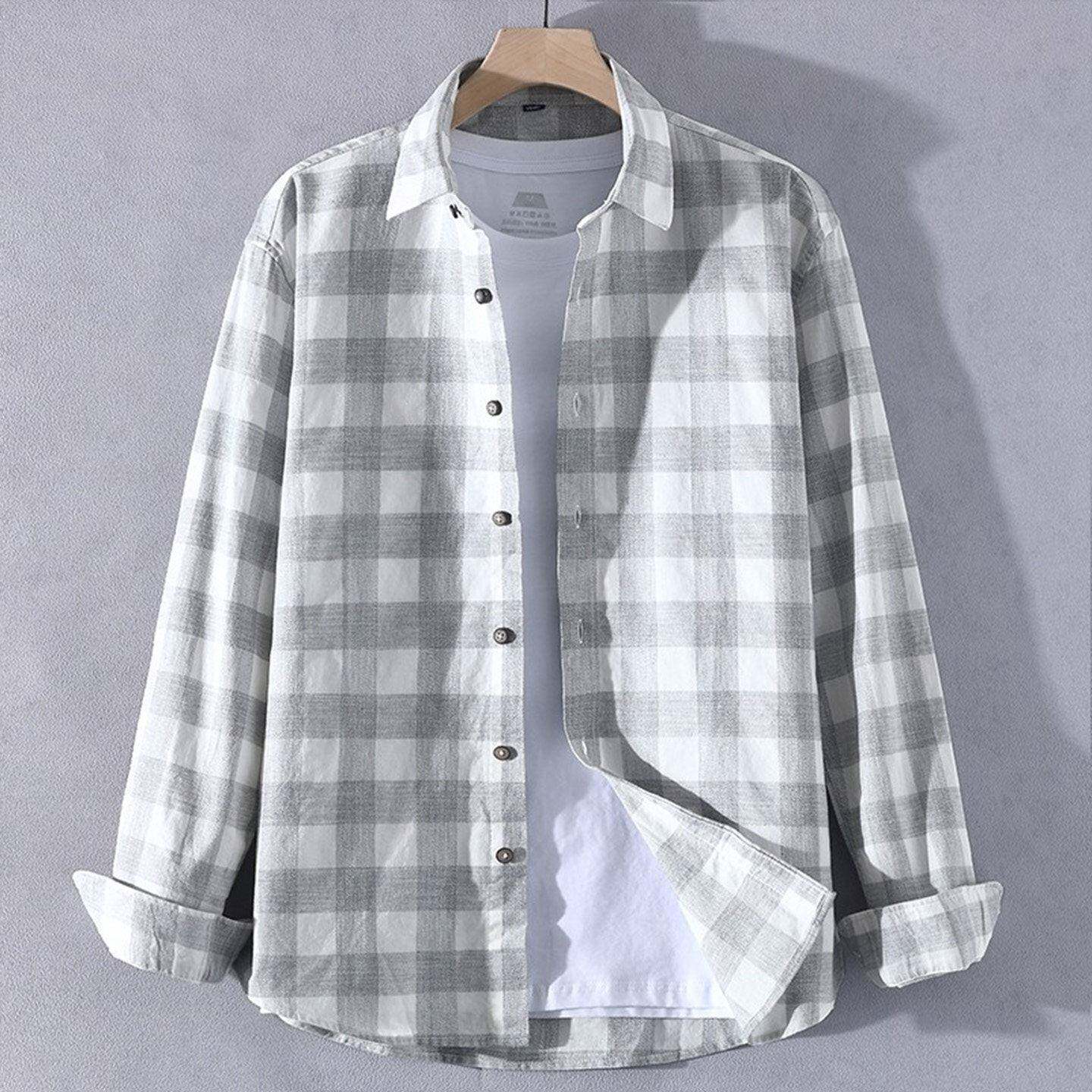 方子长衬衫男100%纯棉衬衣学服MYZ23BJX青少年格生袖蓝色春夏防晒