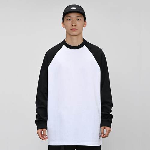 BBK 270g重磅 插肩袖净色长袖T恤bboy街舞嘻哈纯色打底小领口长袖