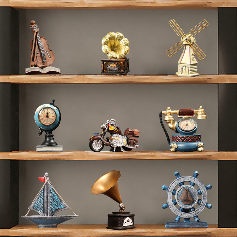 新品复古工业风电话机模型奶茶店餐饮店橱窗摆件电视X柜酒柜座钟