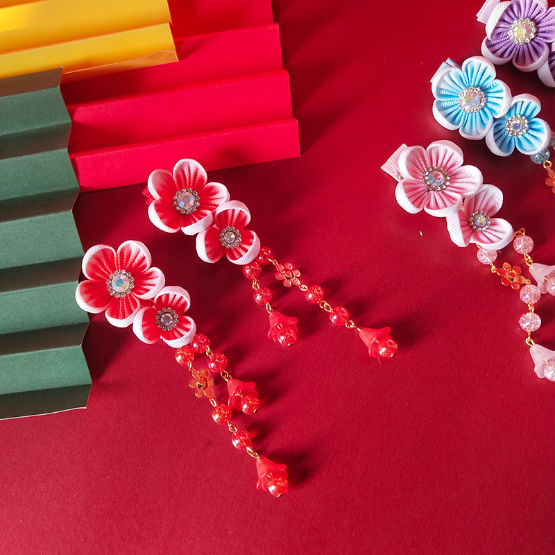 极速儿童古风汉服发夹子中国风国潮女童头饰成人可U爱超仙流苏飘