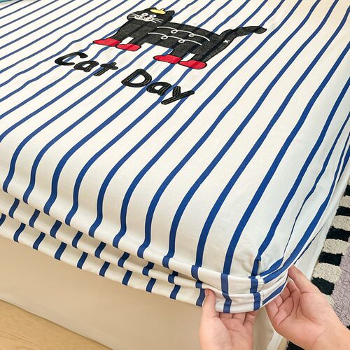 新品夏天A类纯棉加厚老粗布床笠100G全棉床罩儿童卡通床单床垫套