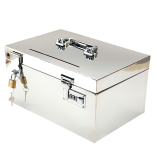 极速保险箱家用小型家用钱箱不锈钢现金保管O箱密码机械锁投币手