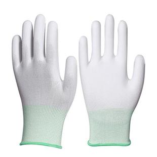 极速薄款 白色尼龙PU涂指涂掌手套劳F保耐磨工作防滑干活胶皮防静
