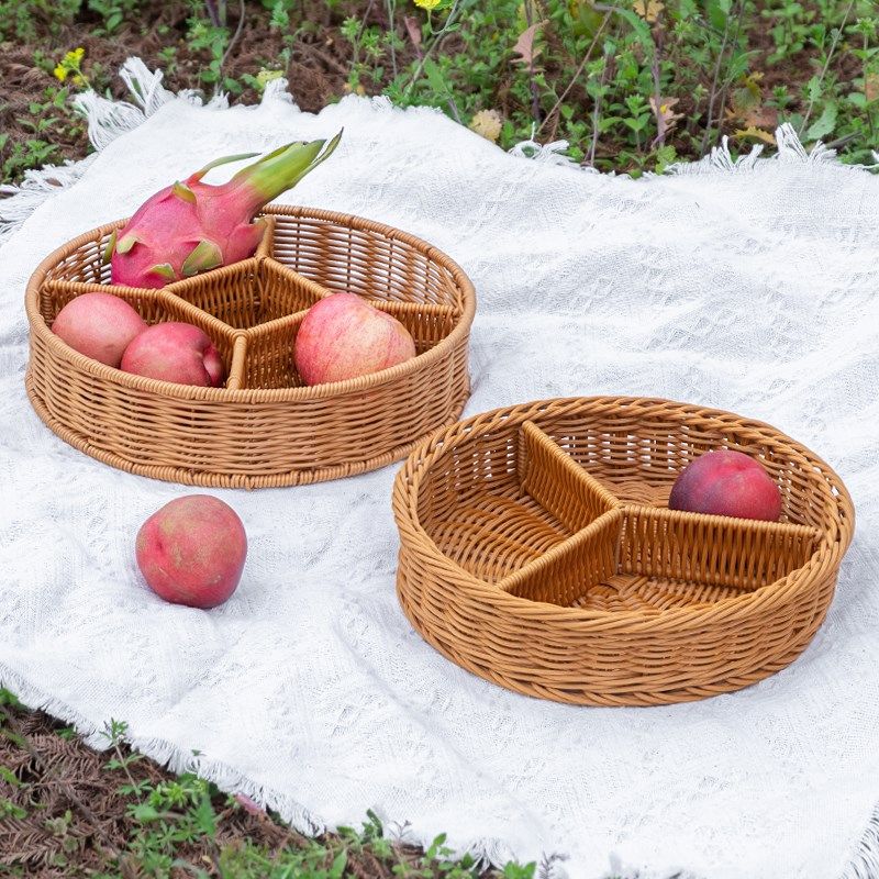 极速藤编b分格收纳筐坚果零食花生展示新年果盘日式简约篮子糖果,餐饮具,果盆/果盘/果篮,淘宝优惠券,粉丝福利购,淘宝优惠卷