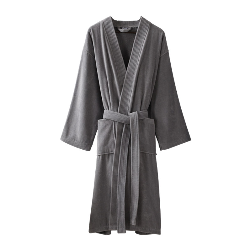 新品纯棉浴袍定制logo吸水毛巾料情侣H男女四季通用款浴衣睡袍长
