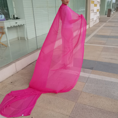 新品3米加长f红色丝巾超大纯色雪纺沙滩巾秋冬百搭保暖妈妈款围巾