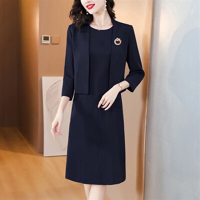 新品结婚妈妈装礼服年轻洋u气两件套连衣裙婚礼西装套装女喜婆婆