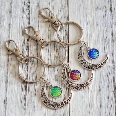 新品Jewelry Bolho Moon Mermd Fish Scale Gypsy Keychn