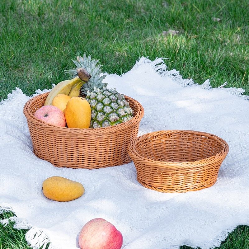 极速仿藤编小果盘点心盘 圆形w创意KTV餐厅小吃篮仿藤编薯条篮干,餐饮具,果盆/果盘/果篮,淘宝优惠券,粉丝福利购,淘宝优惠卷