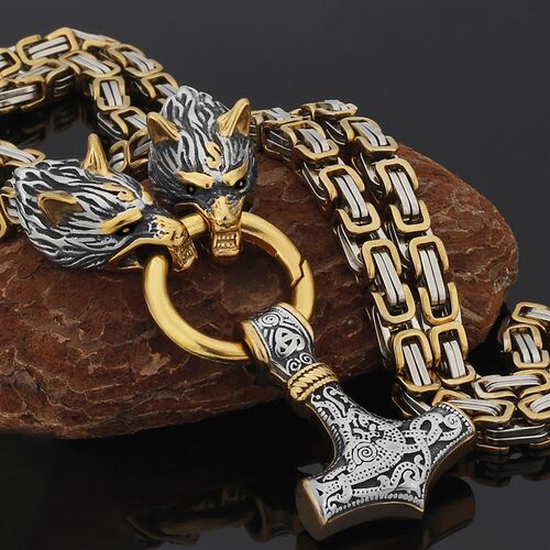 极速Nordic Celtic Wolf Mens Necklace HPendant Viking Wolf H
