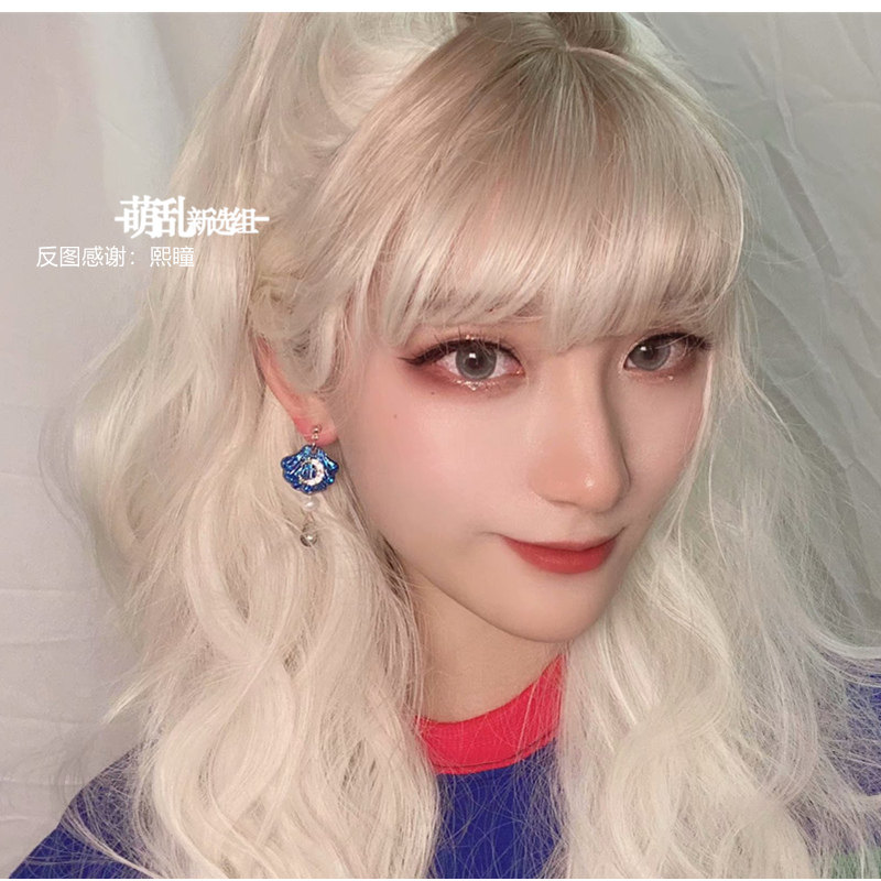 极速昭和doll+羊脂白日系lo奶白米白色染色长卷发O假发lolita假毛