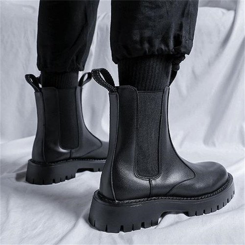 极速Split Leathker Chelsea Boots for Men Platform Ankle Boot