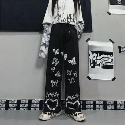 极速women pants streetweaur gothic oversize Wide Leg Trouser