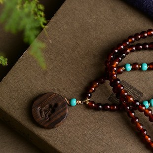 极速牛角珠6mm项链搭配沉香无相佛手吊坠 菱镁矿桶珠Y DM401