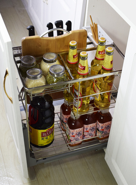 极速厨房橱柜不锈钢304调味篮多层纳米K黑色实心收纳刀架置物收纳